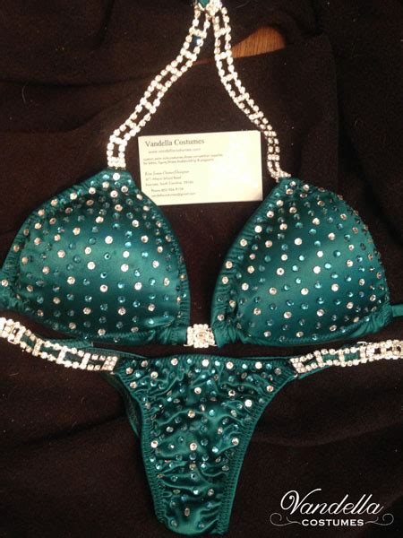 Teal Blue Bikini Competition Suit Rhinestone Connectors