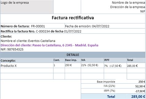 Factura Rectificativa Qu Es Y Cu Ndo Se Utiliza Ejemplos