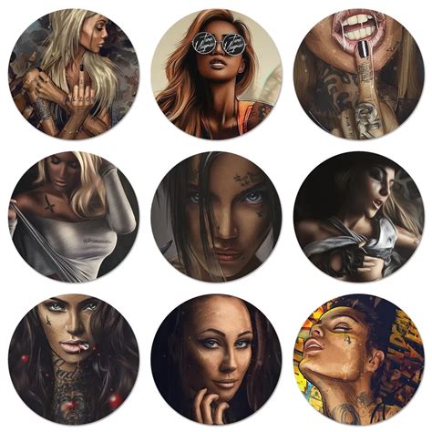 Sexy Sleeve Tattoo Girl Case Cool Xi Icons Pins Badge Decoration Brooches Metal Badges For