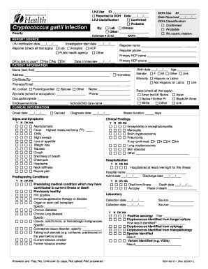 Fillable Online Doh Wa Reporting Form For Cryptococcal Disease