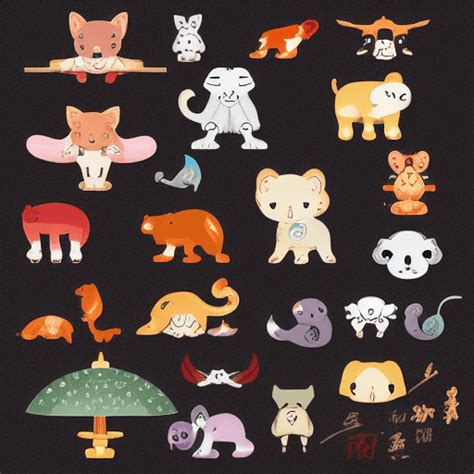 Japanese Cute Zodiac Animals · Creative Fabrica