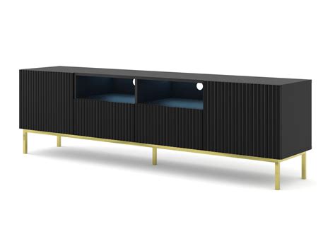 Mueble De Tv Ravenna B Cm D S Negro Mate Marco Dorado