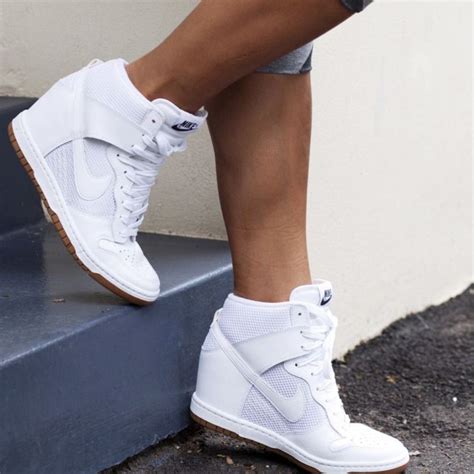 Nike Sky Hi Dunk Wedges White On White Size 6 White Wedge Sneakers