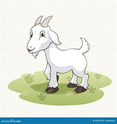 Cute Cartoon Goat On The Grass Stock Vector Illustration Of Grass