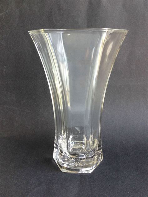 Hoosier Glass Vintage Hexagon Clear Large 10 Tall Heavy Vase 4041 Glass Vase Glass Collection