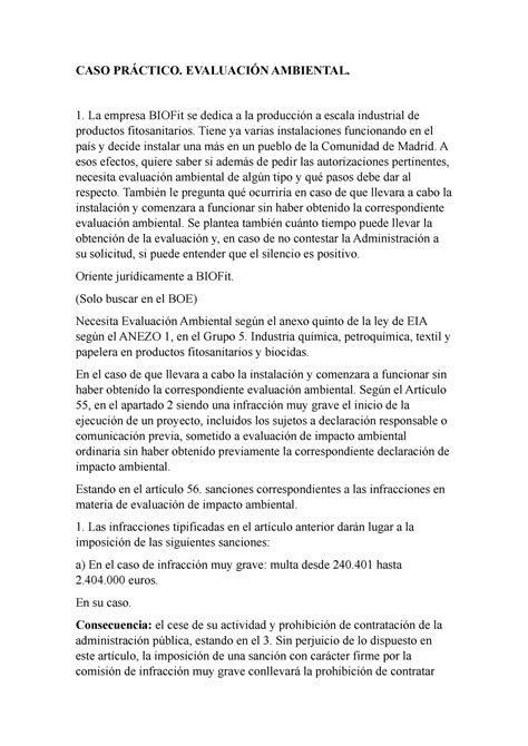 Caso Pr Ctico Casos Pr Cticos Caso Pr Ctico Evaluaci N Ambiental