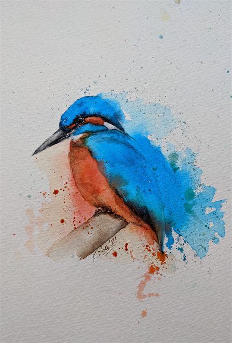 Kingfisher Using Brusho And Watercolors The Fine Art Cafe Academy