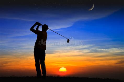 Silhouette Golfer At Sunset Stock Photo - Image: 28850330