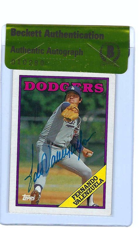 Fernando Valenzuela Autographed Signed 1988 Topps Autograph Dodgers ...