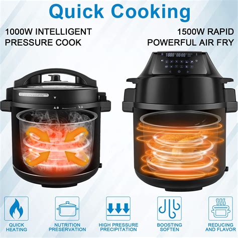 Pressure Cooker Air Fryer 6qt 1500w 17 In 1 Air Fryer Electric Pressure Cooker Combo Dual