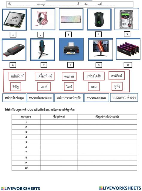 ใบงาน ป5 Worksheet