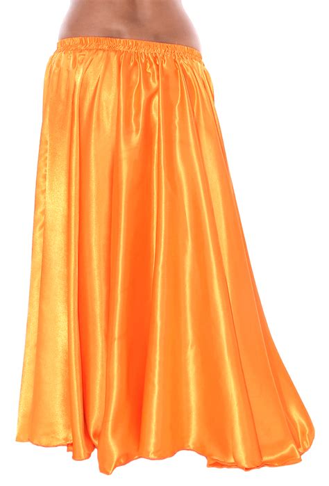 Satin Belly Dance Costume Skirt In Soft Orange At