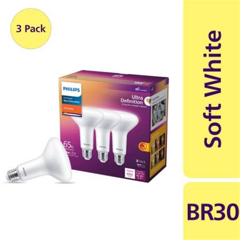 Philips 7.5-Watt (65-Watt) BR30 LED Dimmable Flicker Free Light Bulb - Soft White (2700K), 3 Pk ...