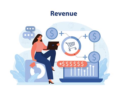 Expert analyzing revenue streams. Woman with laptop 41171806 Vector Art