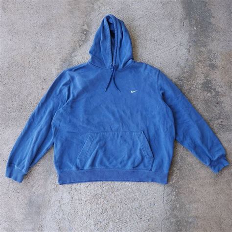 Nike Y2k Nike Blue Small Check Hoodie Essential Blank Pullover Grailed