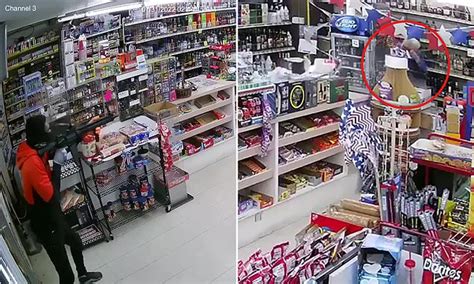 Dramatic Moment California Liquor Store Owner Blasts Rifle Toting