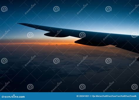 View From Airplane Window At Night Stock Image - Image: 20241831