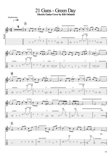 Green Day Guns By Kfir Ochaion Sheet Music