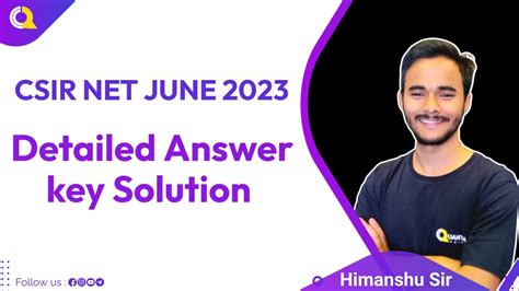 Detailed Answer Key Solution CSIR NET JUNE 2023 Quanta Chemistry