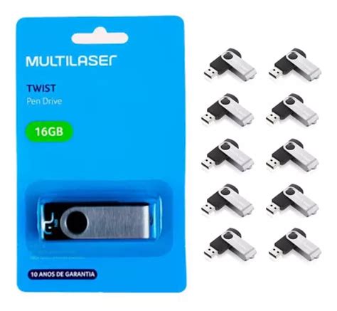 Kit 10pçs Pendrive Multilaser Twist Pd588 16gb Atacado C Nf