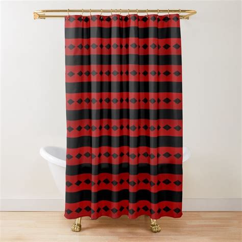 Diamond Pattern Black And Red Shower Curtain For Sale By Ckylin