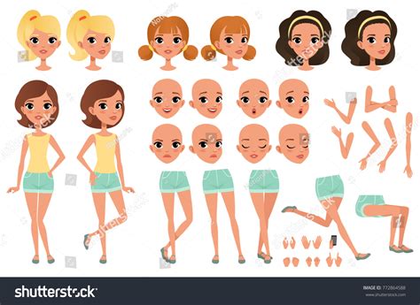 Teenager Girl Character Creation Set Various Stock Vector Royalty Free