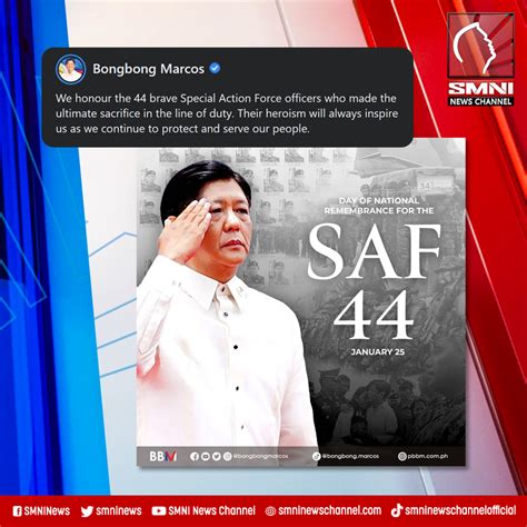 Smni News On Twitter Pbbm On Remembering The Saf 44 Their Heroism