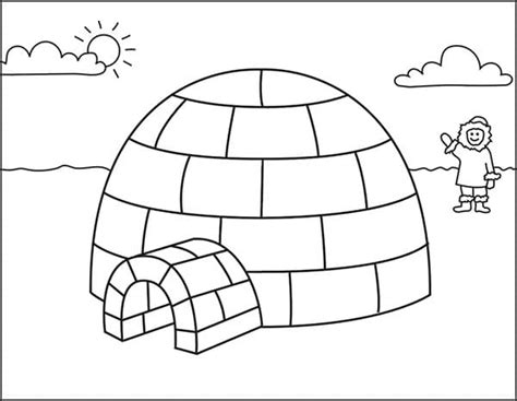 Easy How To Draw An Igloo Tutorial And Igloo Coloring Page