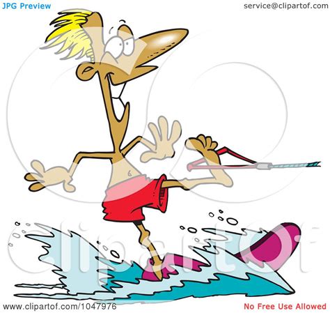 Royalty Free Rf Clip Art Illustration Of A Cartoon Water Skiing Guy