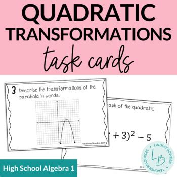 Quadratic Transformations Task Cards By Lindsay Bowden Secondary Math