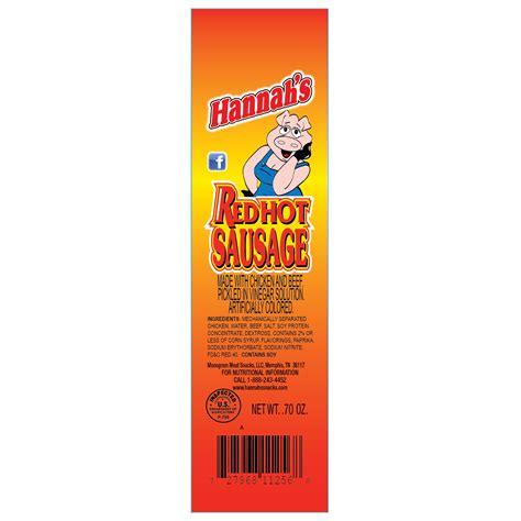 Buy Hannah S Red Hot Sausage Individually Wrapped Count Box No Pork Online At Lowest Price