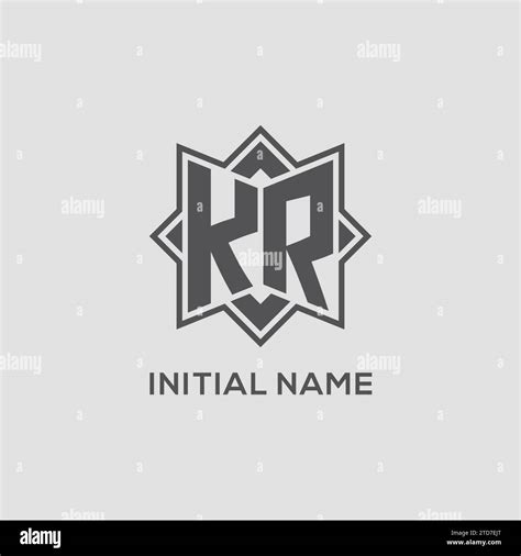 Monogram KR Logo With Eight Point Star Style Design Vector Graphic