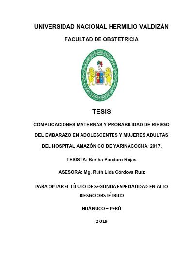 Complicaciones Maternas Y Probabilidad De Riesgo Del Embarazo En