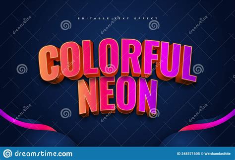 Colorful Neon Text Style With 3D And Glowing Effect Editable Text