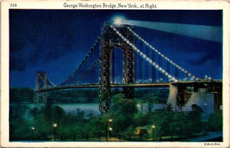 New York City George Washington Bridge At Night United States New