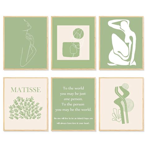 Luiisis Pcs Canvas Wall Art Prints X Inch Sage Green Matisse