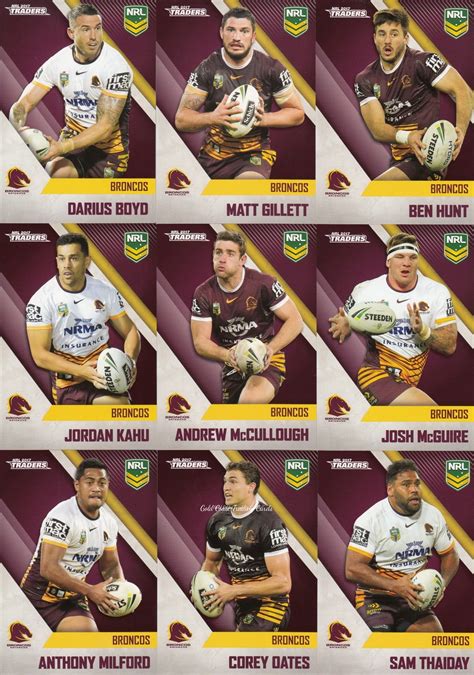 2017 Nrl Traders Base Team Set Brisbane Broncos Gold Coast Trading