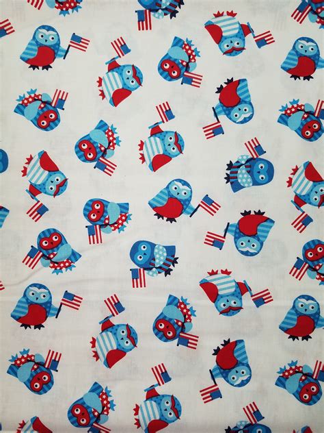 Patriotic Fabric Red White Blue Fabrics Etsy