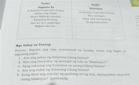 Sagutin Ang Mga Sumusunod Na Tanong Brainly Ph