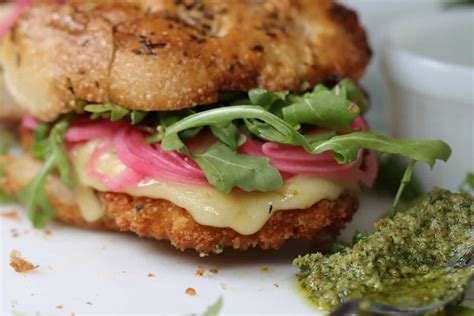 Amazing Pork Schnitzel Sandwich Wsavory Caper Spread Eat The Bite