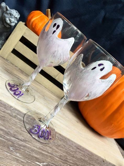 This Listing Is For One Halloween Ghost Wine Glass But They Make An Adorable Set All Of My