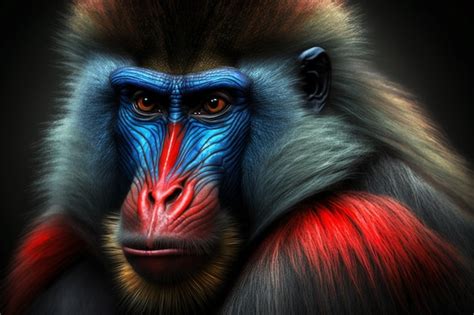 Premium AI Image A Monkey With A Red Face And Blue Eyes