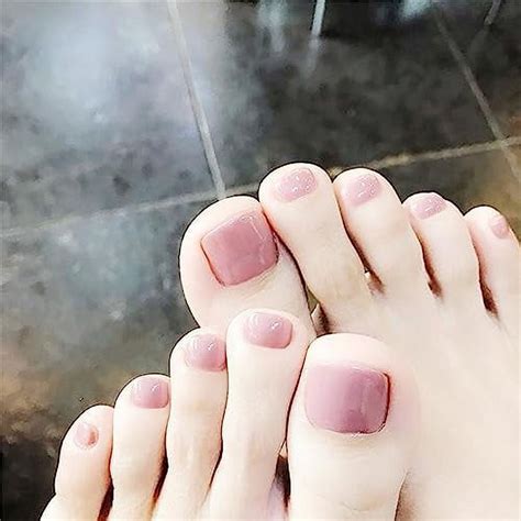 Solid Color Press On Toenails Pale Pink Fake Toe Nails Short False