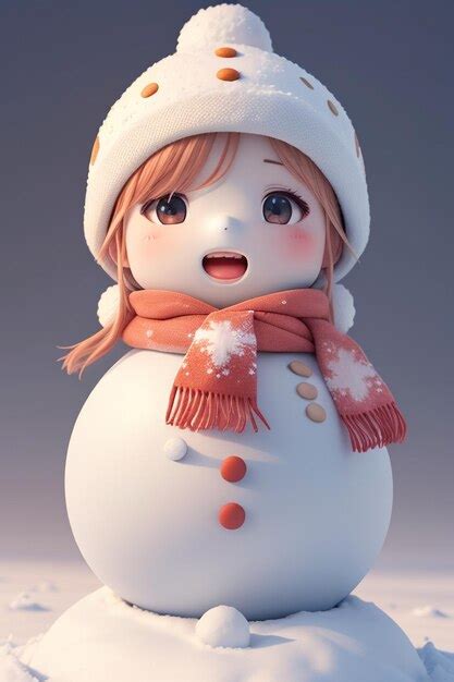 Premium Ai Image A Snowman With A Hat And Scarf