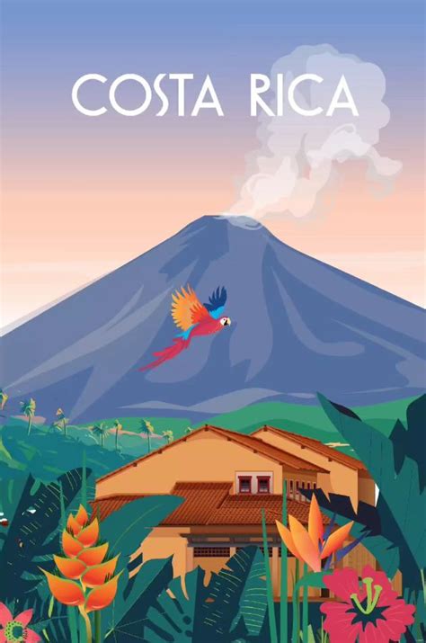 Costa Rica Costa Rica Art Travel Posters Vintage Travel Posters