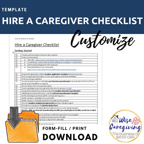 Printable Caregiver Daily Checklist Template