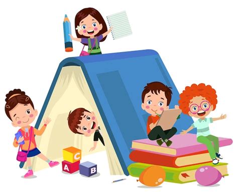 Premium Vector | Kids reading group of friends