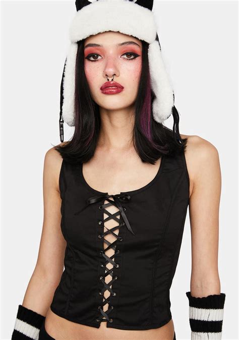 Black Friday Goth Corset Crop Top Black Dolls Kill