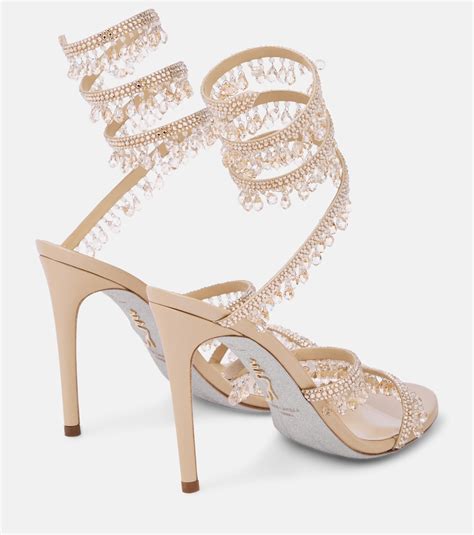 Chandelier Embellished Satin Sandals In Gold Rene Caovilla Mytheresa