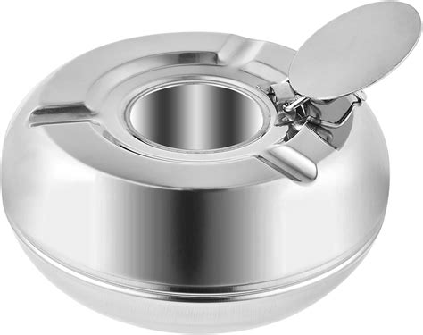 Outdoor Ashtray With Lid Windproof Indoor Smokeless Ashtray Stainless